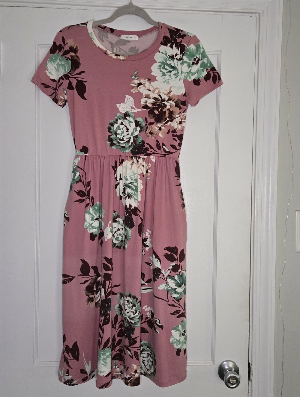 Reborn J Floral Midi Dress Pink Mint Boho Cottagecore Dress